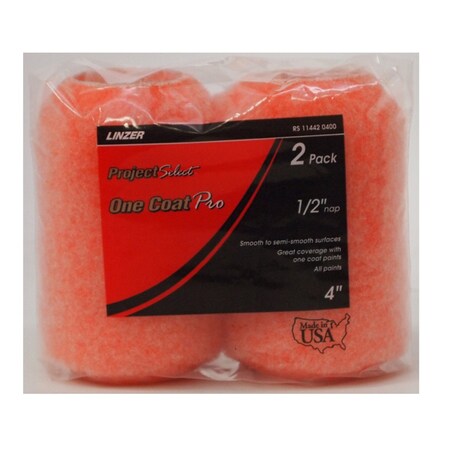 Linzer Linzer Project Select One Coat Pro Polyester 4 in. W X 1/2 in. Regular Paint Roller Cover 2 pk RS 11442 0400